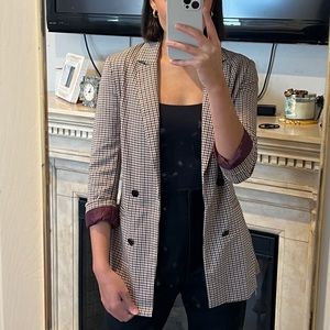 Brand: bershka, Size: x-small, Color: plaid, Model Height: 5’5”